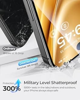 DIMONCOAT 4-PACK Screen Protector Compatible with iPhone 15 [Auto Alignment Kit] [10X Military Protection] 15 6.1 inch Tempered Glass Film [Case Friendly]