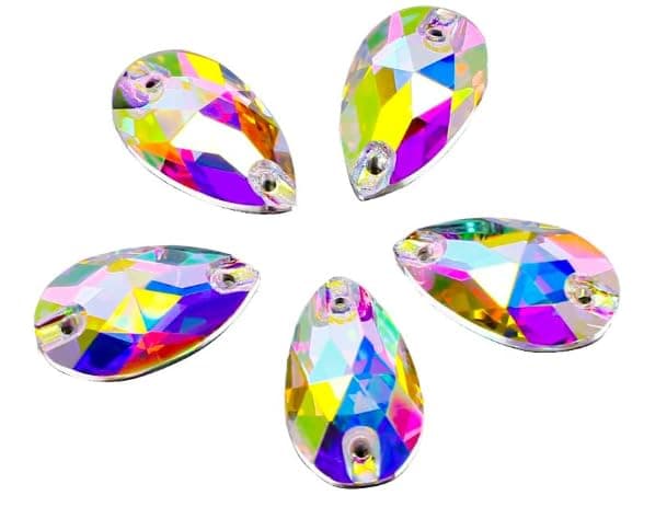 – Solasta Pear Drop Crystal AB Sew On Pear Drop Flatback with 2 Holes Rhinestones for Clothes Crafts Sewing Beads Decorations (7 * 12mm 72pcs)