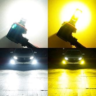 D-Lumina H11 H8 H16 Switchback LED Fog Light Bulbs, 8000 Lumens 40W 300% Brightness Dual Color 6000K Xenon White/3000K Golden Yellow, Super Bright LED Fog Light DRL Bulb Upgrade Replacement, Pack of 2