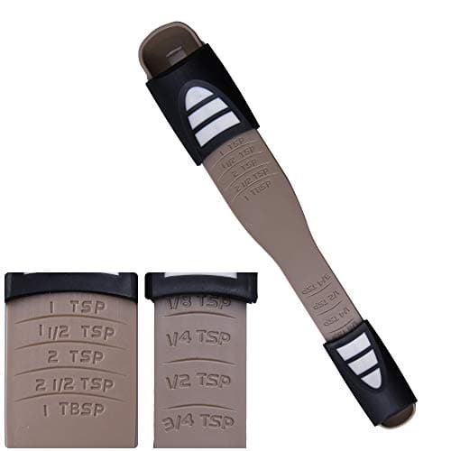 Adjustable Plastic Measuring Spoon,Measuring Dry/Liquid Ingredients,Creative Double End Adjustable Scale Eight Stalls Measuring Spoon, Metering Spoon for Baking,Cooking,Coffee,Sugar,Salt,Powder(Brown)