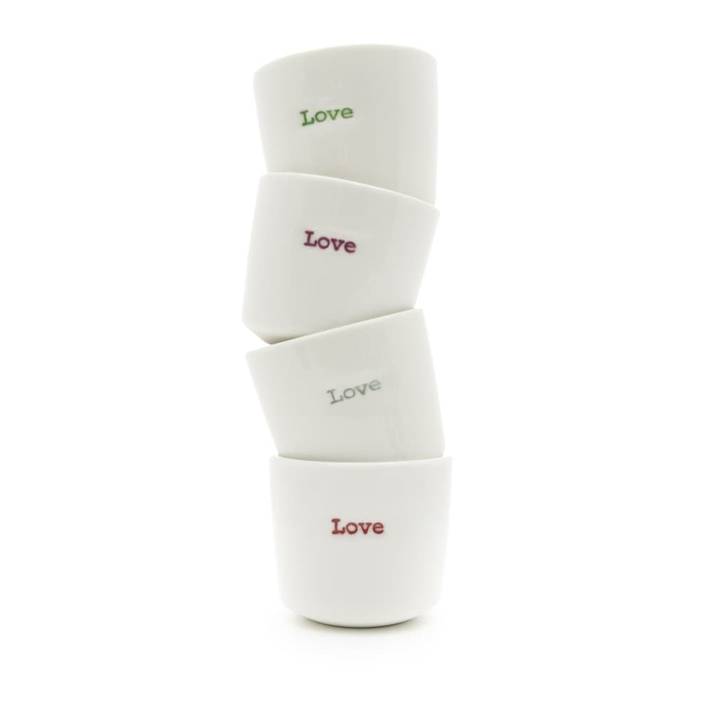 Word Range Love' Egg Cup Set of 4 - White
