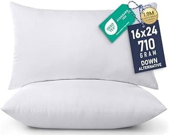 Utopia Bedding Throw Pillows Insert (Pack of 2, White) - 16 x 24 Inches Bed and Couch Pillows - Indoor Decorative Pillows