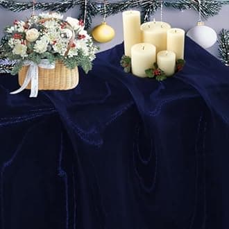 MDS Pack of 15 Yard Sheer Organza Fabric for Wedding Party Home Event Banquet Decorations, Backdrop Curtain Craft Dress Sewing Fashion DIY Crystal Organza Tulle Fabric Bolt 44” Wide - Navy Blue