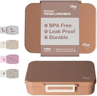 Citron Kids Lunch Box with Compartments 700ml with Saucer – Premium Strong & Safe Materials BPA & Melamine-Free – Leak-Proof Snack Box with Compartments, Bento Lunchbox for Kids