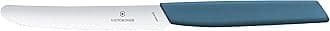 - Victorinox Stainless Steel Kitchen Knife, Swiss Modern 11 cm Multipurpose, Round Tip Wavy Edge Knife for Professional and Household Kitchen, Cornflower Blue, Swiss Made, Standard