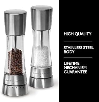 Cole & Mason H59408GUSA Derwent Salt & Pepper Mill and Grinder Set, Acrylic Stainless Steel