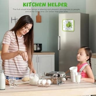 Secura 7.5-Inch Fruit Visual Timer for Kids, 60-Minute Countdown Timer for Classroom or Kitchen, Durable Mechanical Timer Clock with Magnetic Backing (Lemon)