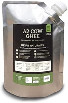 LeOrganics A2 Cow Ghee 1000 ml Refill Pouch Pack | 5000 year old Vedic Bilona Method | Curd - Churned l 5 Step Vedic Process | Malai Madu Cow - Pure Indian breed | Free Grazing Cows | GMO FREE | | Lab