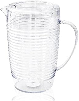 Modern Coil Plastic Pitcher with Lid, 76 Ounces