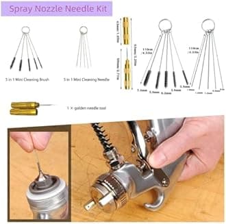 HVLP Paint Sprayer Kit with 10pcs 600ML Mixing Quick Cup,Paint Spray Gun Set with 4 Nozzles 1.4/1.7/2/2.5mm &Pressure Gauge，Needle Scraper,Automotive Gravity Feed Spray Paint Gun Kit