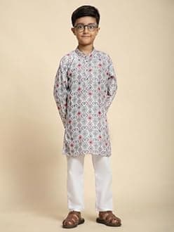 Pro-Ethic Style Developer Boy's Cotton Embellished Kurta Pajama for Baby Kids Ethnic Wear (S-166)