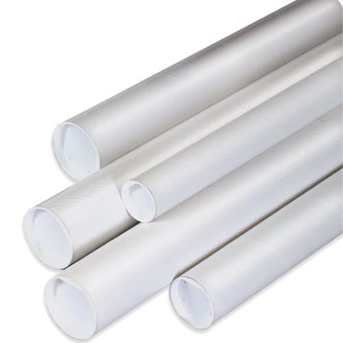 Mailing Tubes with Caps, 3" x 20" White [24 per case]
