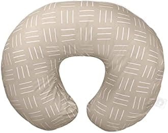 Boppy Organic Original Nursing Pillow, Sand Criss Cross, Ergonomic Nursing Essentials for Bottle and Breastfeeding, Firm Hypoallergenic Fiber Fill with 100% Organic Cotton Pillow Cover