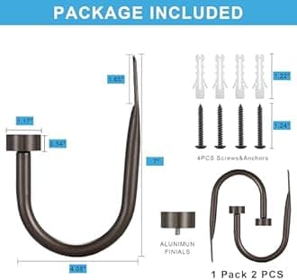 Premium Curtain Holdback, Quality Metal Decorative Curtain Holdbacks with Zinc Alloy Cap Finials,Rust-Proof, Set of 2 Window Curtain Holdbacks,Dark Bronze