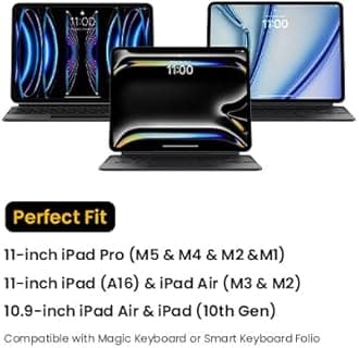 tomtoc 360 Protective Case for iPad Pro 11" (M4), iPad Air 11" (M2) 2024, iPad Pro 11" (4th/3rd/2nd/1st Gen) Tablet with Magic Keyboard/Smart Keyboard, Water Resistant Case