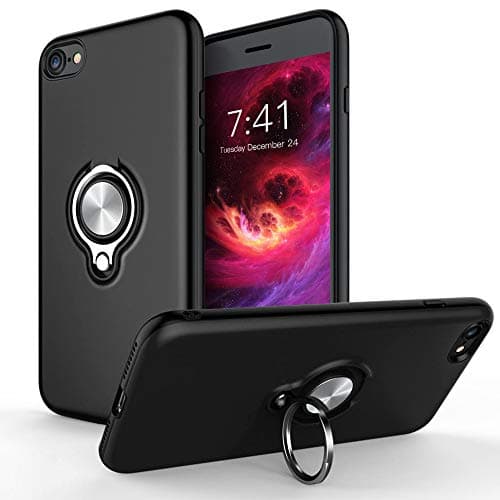 iPhone 6 Plus Case,iPhone 6s Plus Case, iCaber 360 Degree Rotating Ring Holder Grip Case Dual Layer Protective Cover Compatible for iPhone 6 Plus/6s Plus (Black)