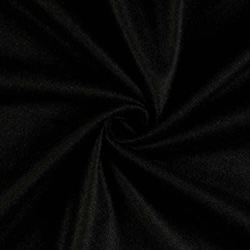 Ametex 0540907 Solid Wool Melton Black Fabric by The Yard