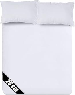 Sunshine Comforts Microfiber 4FT Fitted Sheets Breathable, Anti Wrinkle 26cm Deep Pocket White Bedding & Linen 122 X 190 CM Small Double Fitted Sheet 3/4 Bed Sheets Fitted