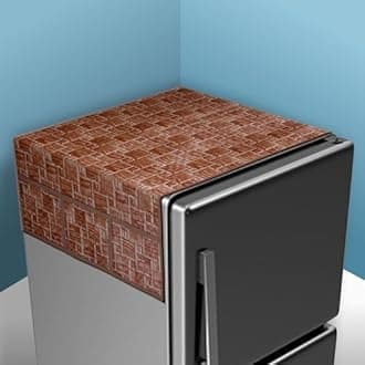 Kuber Industries Fridge Top Cover | Fridge Top Cover with Pockets | Refrigerator Top Cover for Kitchen | Fridge Top Cover with 6 Utility Pockets | New Check Fridge Cover | Brown
