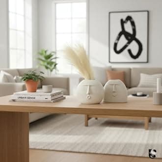 URBAN SENSE | Modern Decorative Face Ceramic Vase for Home Décor | Centerpieces | Kitchen | Office or Living RoomCeramic Flower Pot | (Blowing Kiss+Cheerful Face (White))