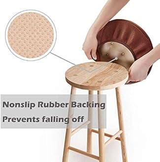 Big Hippo Bar Stool Round Cushion Cover,Memory Foam Nonslip Backing Seat Cover with Elastic Band 12inch Chair Cushion,Suitable for Kitchen,Wooden/Metal Breakfast Bistro Bar Stool-Brown