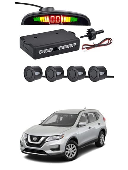 Car Reverse Black Parking Sensor System Led Display with 4 Parking Sensors Alarm Kit for X-Trail.