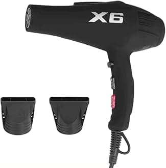 ENZO EN-X6 Salon High-Power Hair Blow Dryer – 2500W Professional Hair Dryer with Ionic Technology, 3 Heat Settings, 2 Speed Settings, and Concentrator Nozzle-Intl Version