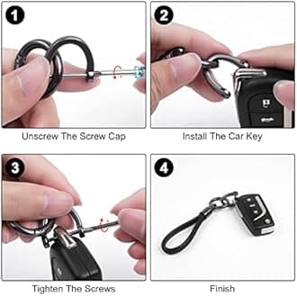 flintronic Key Fob Keychain, Leather Key Chain Holder with Anti-Lost Ring, Lightweight Car Key Chain for Men & Women, 360 Degree Rotatable Key Holder for Car Office Home