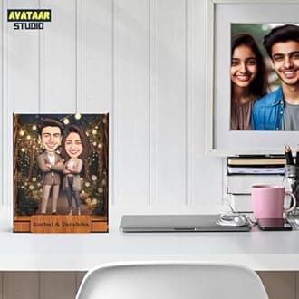 Personalized Couple Caricature Gift Custom Cartoon Photo Frame Anniversary Gift for Husband Wife Girlfriend Boyfriend Unique Romantic Gift for Couples