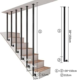 Stair Grab Bar Metal Transitional Handrail Wrought Iron Balustrade Posts | Safety Grab Rails Stair Railing Banister Handrail Fence Pole Garden Fencing Staircase Hand Rails ( Size : 40cm(15.7inch) )