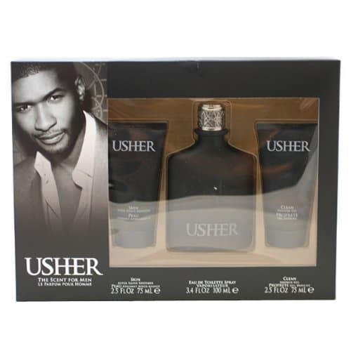 USHER Cologne. 3 PC. GIFT SET (EAU DE TOILETTE SPRAY 3.4 oz + SKIN AFTERSHAVE SOOTHER 2.5 oz / 75 ml + CLEAN SHOWER GEL 2.5 oz / 75 ml) By Usher - Mens