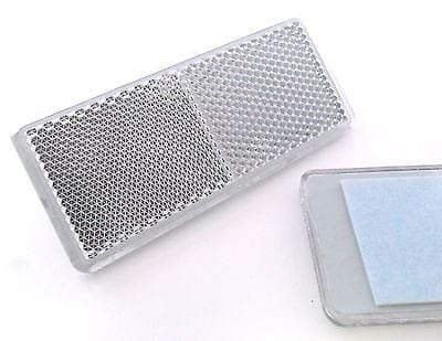 227s Self-Adhesive Reflectors -Stick-On Oblong Rectangular Trailer Caravan Reflectors - Suitable for Vehicles, Cycle Carriers, Gateposts - E-Approved - White - 90mm x 40mm - Depth 6 mm - 2 Pack