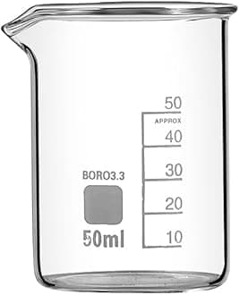 Rocwing Boro 3.3 Glass Graduated Measuring Beaker for Lab or Kitchen (2x50ml)