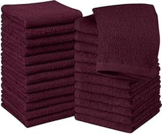 Utopia Towels - Cotton Washcloths Set - 30 x 30 cm, White - 100% Ring Spun Cotton, Premium Quality Flannel Face Cloths, Highly Absorbent and Soft Feel Fingertip Towels (24 Pack, Burgundy)