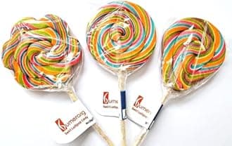 Rainbow Large Lollipops Swirly Lollies Kids Party Bags Cake Toppers Halal Vegan 4 Assorted Shapes (30)