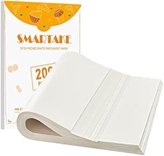 SMARTAKE 200 Pcs Parchment Paper Baking Sheets, 16x24 Inches Non-Stick Precut Baking Parchment, Suitable for Baking Grilling Air Fryer Steaming Bread Cup Cake Cookie and More (White)