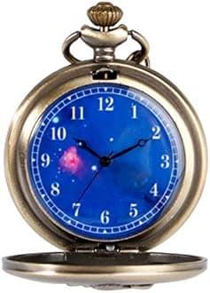 CokinkiDs Pocket Watch Quartz Analog for Men Planet Dial Necklace Pocket Watch Xmas Gift