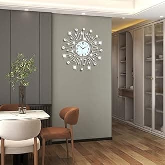 Large Wall Clocks for Living Room Decor Modern Wall Clock Battery Operated Silent Quartz for Kitchen Home Decorative 24 Inch Round Silver Big Wall Decor for Bedroom Office Indoor House