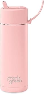 Frank Green - Ceramic Reusable Bottle - Stainless Steel Water Bottle With Straw, Insulated Water Bottle, Metal Water Bottle - Flip Straw Lid - 20oz - Blushed