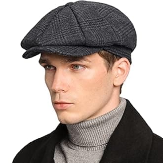 Mens Newsboy Cap High Woolen Tweed Gatsby Hat Ivy Cabbie Flat Golf Cap for Fathers Women Unisex
