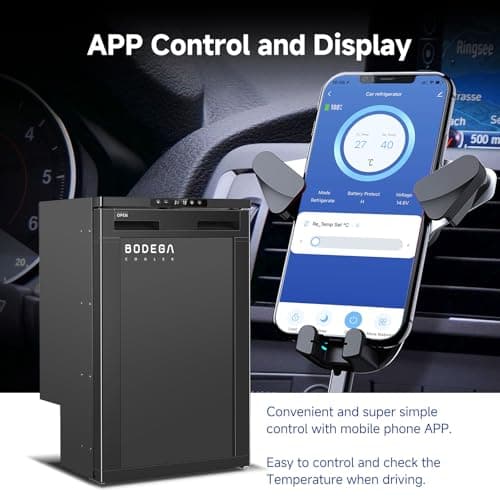 BODEGACOOLER 12 Volt Refrigerator, 83L RV Refrigerator APP Control, RV Fridge and Freezer, Travel Compressor Cooler with Lock, (-4℉-46℉) Car Fridge for Truck, RV, Camping, Boat -12/24V DC, Black