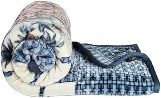 BSB HOME Super Soft Cloudy Printed Double Bed Blanket for Heavy Winter, Single Ply Mink Blanket King Size with 220 x 230 Cm – 3.5 Kg (Blue & Mink, Pack of 1)