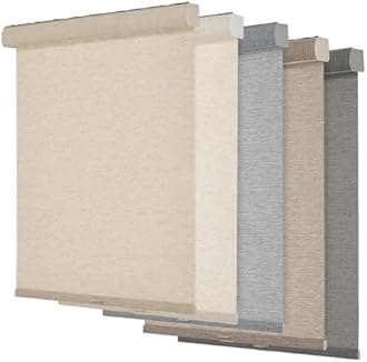 Persilux Light Filtering Roller Shades for Windows,Cordless,Linen Fabric,Roller Blinds,Thermal Insulated Fabric UV Protection Shades for Home,Office,Bedroom,Door,Light Filtering-Beige,22.5" W X 64" H