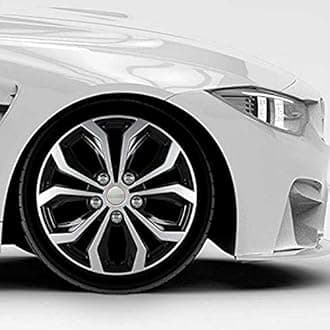 AUTOMOTO Sporty Type Double Colour Silver and Black 14-Inch Press Fit Type with Metal Rings Wheel Cover for Skoda Rapid All Models (Set of 4 Pieces)