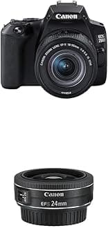 Canon EOS 250D + EF-S 18-55mm f/4-5.6 IS STM Lens - Black With EF-S 24mm f/2.8 STM Lens - Black