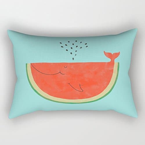 Funny Watermelon Fish Rectangle Pillow Cover Canvas Home Decor Rectangle Cushion Covers 12 x 20 for Living Room
