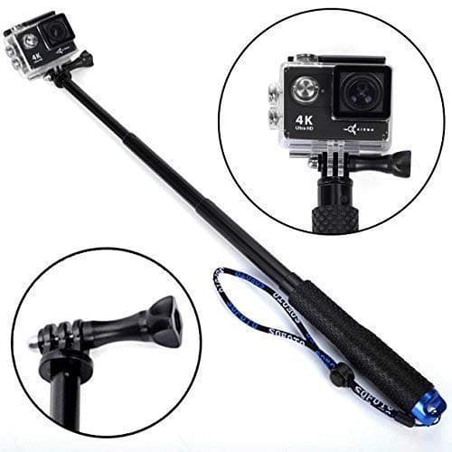 Extendable Hand Held Camera Monopod Selfie Stick, Premium Waterproof - Compatible with GoPro Hero 6 5 4 3 3 (19 inch)