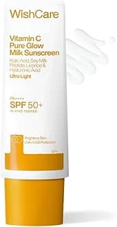 Vitamin C Pure Glow Milk Sunscreen SPF 50 PA++++ - Ultra Light Weight, Oil Free with Broad Spectrum Protection & No White Cast - 50g
