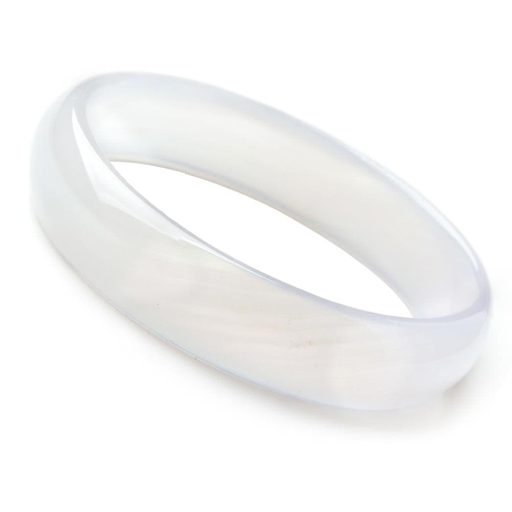 Auspicious CloudNatural Agate Jade Bangle Bracelet White Color (Medium Size(60-61))