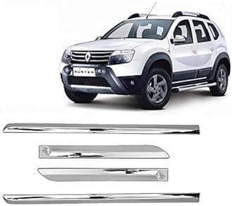 Empica Full Chrome Car Side Cladding Door Beading Protective Garnish Moulding Compatible with Renault Duster (Set of 4 Pcs, Silver)